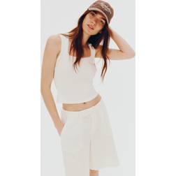 H&M Knielange Shorts aus Leinenmix - Weiß