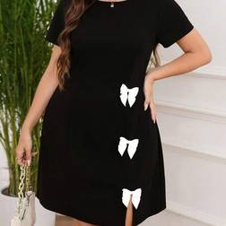 Shein Elegant Kleid Mit Schleifen-Deko - Kurzarm