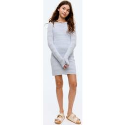 H&M Kjole Med Hæklet Look - Blå