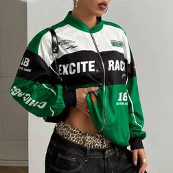 Shein Bomberjacke Mit Buchstabenmuster Und Kontrastfarbe - Careless Schulter