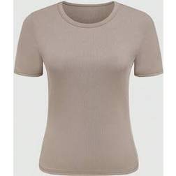 Shein 3pcs Women's Solid Crew Neck Short Sleeve Casual Slim Fit T-Shirt Set