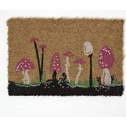 Homescapes Coir Doormat with Mushroom Pattern 40 x 60 cm Red