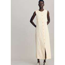H&M Gul Klänning I Linmix - Blekgul