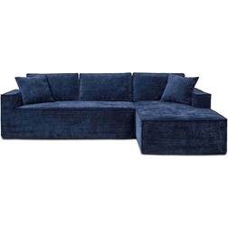 Jennifer Taylor Brenley 110.5 RAF in-a Box Sectional Twilight Navy Blue Chenille Sofa 110.5" 2pcs 4 Seater