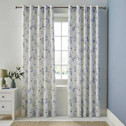 Dunelm Nola Floral Eyelet Curtains Blue 168x182cm