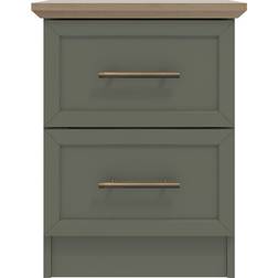 August Grove Feya 2 Drawer Kale Green Bedside Table 38.8x39cm