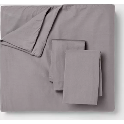 Threshold King Washed Cotton Sateen Duvet Cover Gray (274.3x238.8cm)
