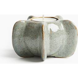 H&M Stoneware Candlestick Turquoise Candle Holder