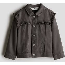 H&M Frilled Twill Jacket - Grey
