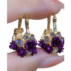 Shein 1pair (2pcs) Flower Basket & Red Rose Shaped Dangle Earrings For Women Valentines
