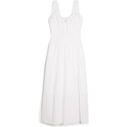 Hollister Sofia Side Smocked Eyelet Maxi Dress - White