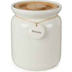 Dunelm Hang Tag Biscuit Canister Cream Biscuit Jar