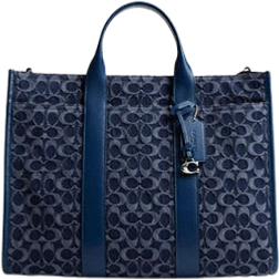 Coach Wesley Tote In Signature Denim - Denim/Deep Blue
