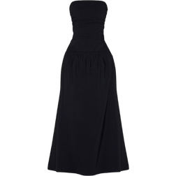 PrettyLittleThing Stretch Woven Bandeau Ruched Maxi Dress - Black