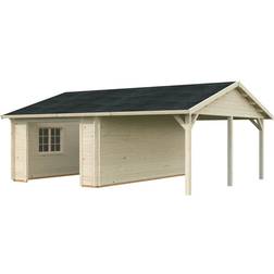 Palmako Garage Roger 19.0 x 16.2 m2 44 mm ohne Holztor naturbelassen (Gebäudefläche 36.5 m²)