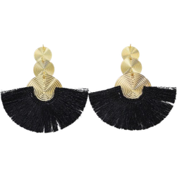 Shein 1pair Exaggerated Geometric Circle & Tassel Dangle Earrings With Bohemian Style Fan Shape For Women