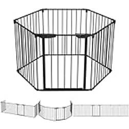 Vounot Kaminschutzgitter Freistehend Mit Tür 375cm Inkl 6 Elementen