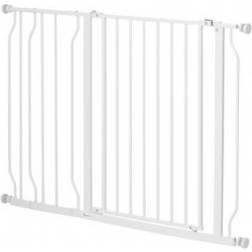 Pawhut Hundgrind Med Dörr Justerbar Längd 75-115 x 76 cm Vit