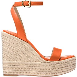 Michael Kors Leighton Leather Wedge Sandal - Orange