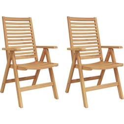 vidaXL Chairs 2 Pcs Solid Wood Teak Café Chair