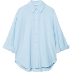 Stradivarius Linen Blend Shirt - Denim Blue