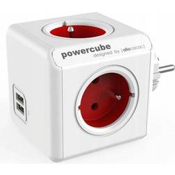 allocacoc PowerCube Original 4-way 2 USB Without Cable Red