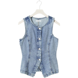 Gina Tricot Sleeveless Sculpted Denim Waistcoat - Lightwash Blue