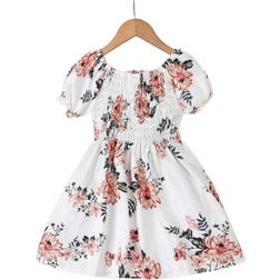 Shein Young Girl Floral Print Short Sleeve ALine Dress With Pockets For Summer