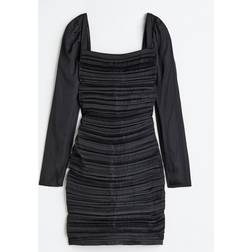 H&M Pleated Bodycon Dress - Black