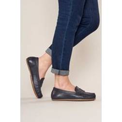Moshulu Pipit Classic Leather Moccasin Loafers - Indigo