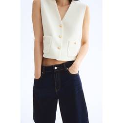 H&M Bouclé Waistcoat - White