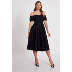 Quiz Black Bardot Midi Skater Dress - Black