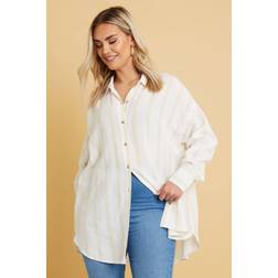 Yours Stripe Linen Shirt - Natural