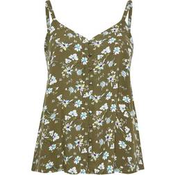 Yours Curve Plus Size Button Cami Vest Top - Green