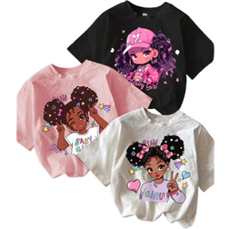 Shein Packs Young Girls Cartoon Graphic Tees Short Sleeve Casual Cute TShirts For Toddlers Back To School Girls Cute Tops For School Girls Shirts Cute TShir