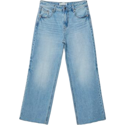 Stradivarius D96 Cropped Straight-Fit Jeans - Blue Denim