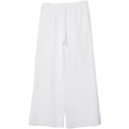Stradivarius Wide Leg Linen Trouser - White