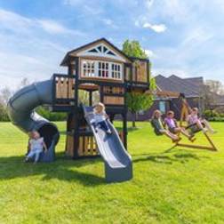 Backyard Discovery Magnolia Falls Wooden Climbing Frame with 2 x Swings
