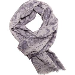 Besos Snake Print Scarf - Medium Grey/Blue
