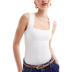New Look Åtsmitande Body Med Fyrkantig Ringning - Vit