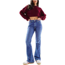 ASOS DESIGN Mid Rise Flare Jeans - Navy