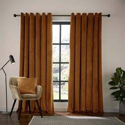 Dunelm Recycled Velour Eyelet Curtains Toffee 168x162cm