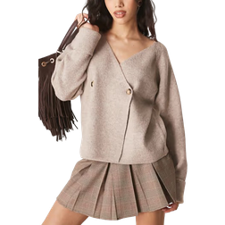 ASOS Double Breasted Wrap Front Cardigan - Mocha