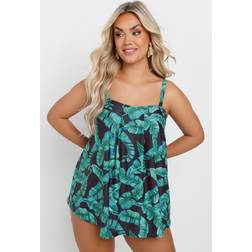 Yours Leaf Print Tankini Top - Green