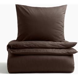 H&M Enkelt Påslakanset I Bomull 150x200 50x60 Mörkbrun Påslakan Brun (200x140cm)