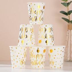 Shein Disposable Paper Cups 10pcs White With Golden