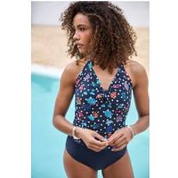 M&Co Ocean Spot Print Halter Neck Tankini Top - Dark Navy
