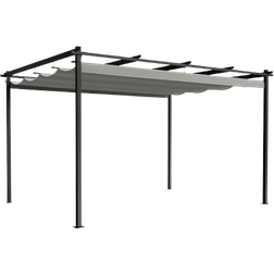 VonHaus Pergola with Retractable Roof 3m x 4m Matte Black 3x4 m