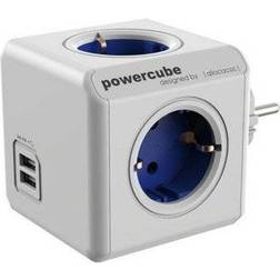 allocacoc PowerCube Original 4-way 2 USB Without Cable Blue