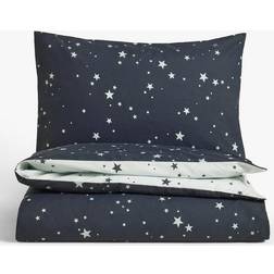 John Lewis Easy Care Star Print Set 120 x 140 cm Duvet Cover Blue (140x120cm)